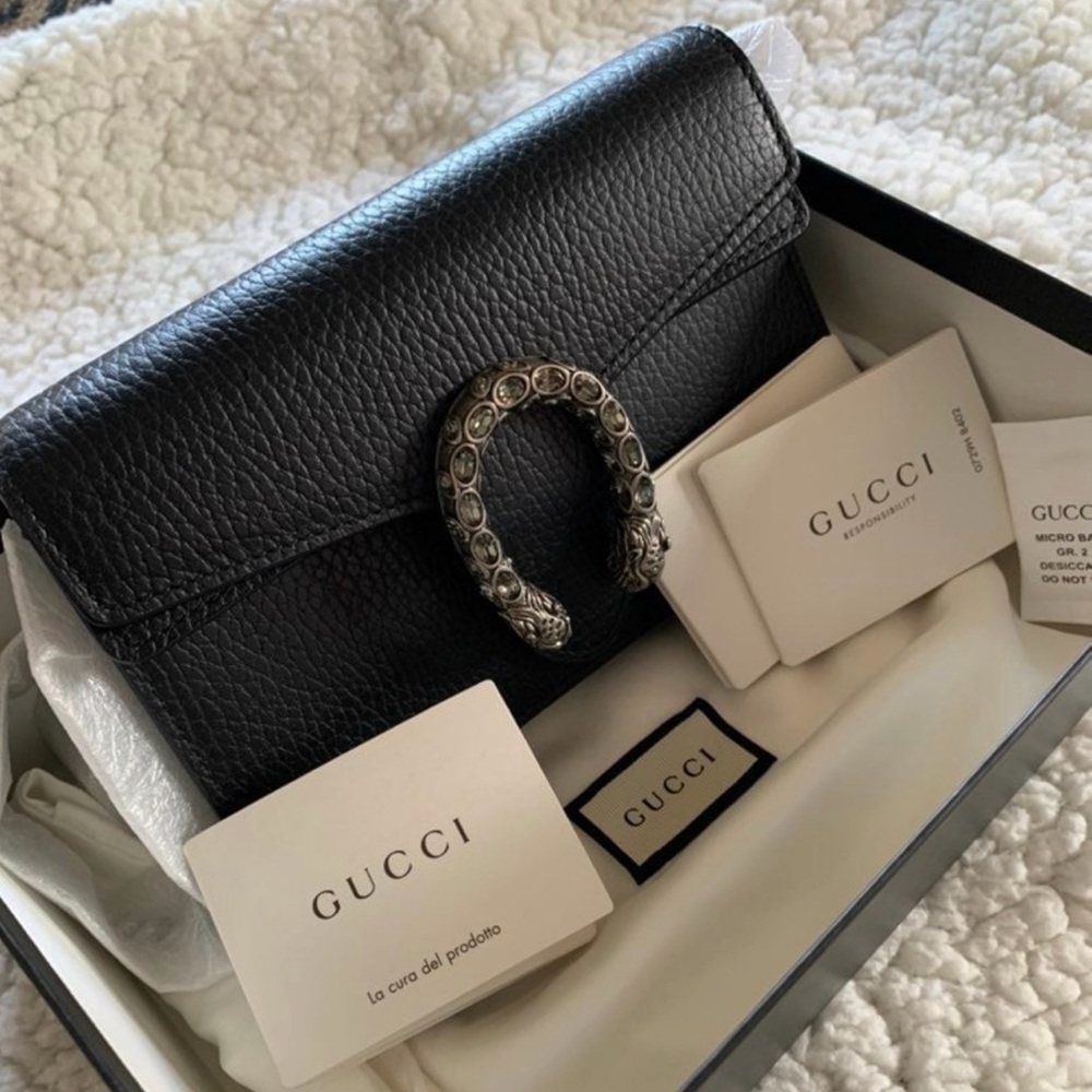 Gucci Dionysus Super Mini Leather Crossbody Clutch Bag